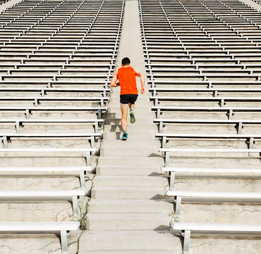 Man running on the stairs.