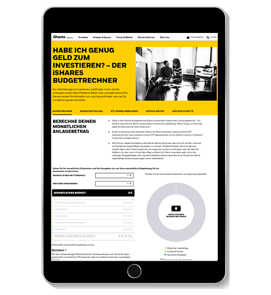 Tablet mit Budgetrechner