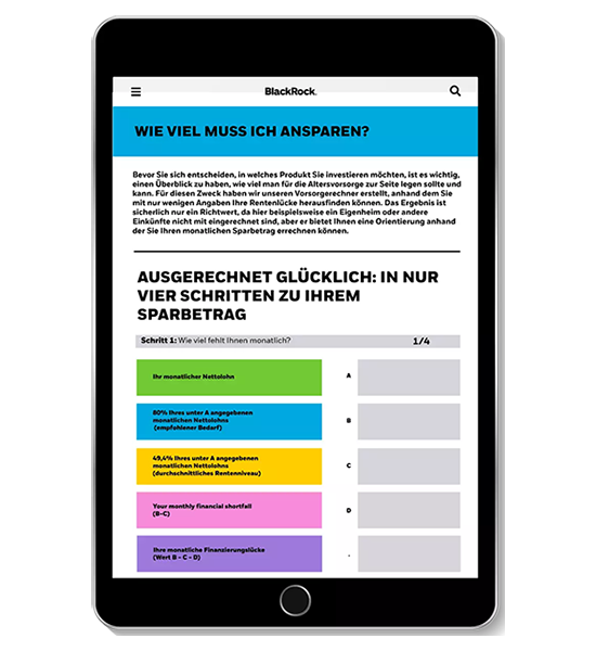 Tablet mit Altersvorsorgerechner