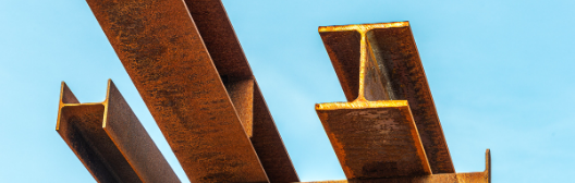 A close up of a metal beam