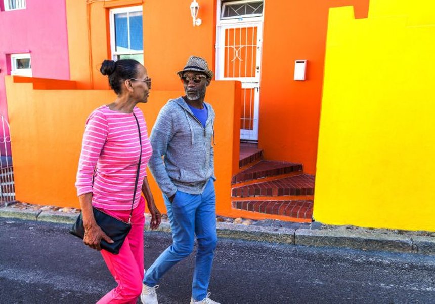 couple walking through cape town