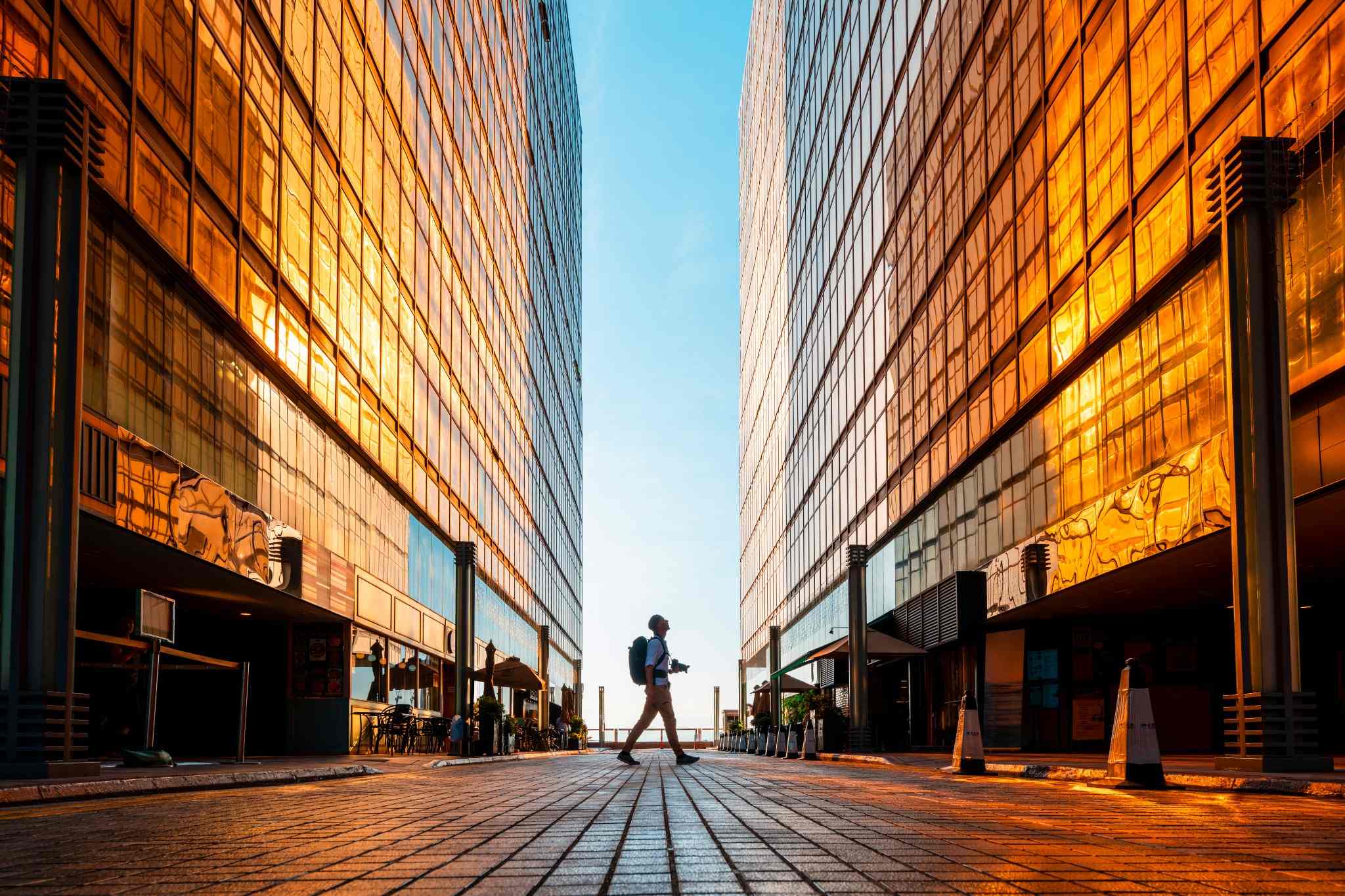 man walking in the road