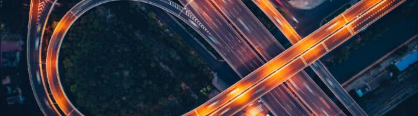 Busy highway at night