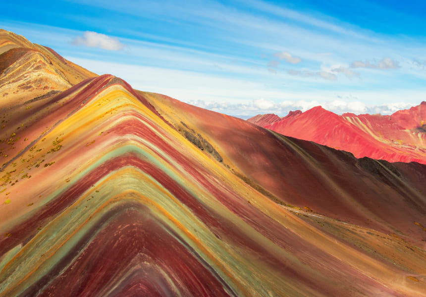 Mountains made up of colourful minerals