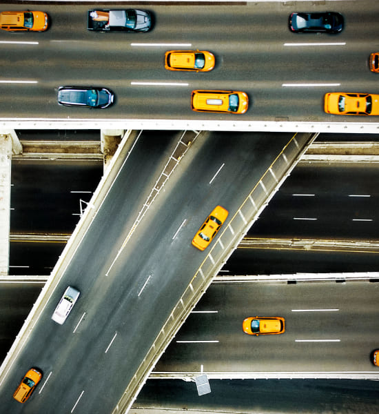 Birds eye view of US highway intersections