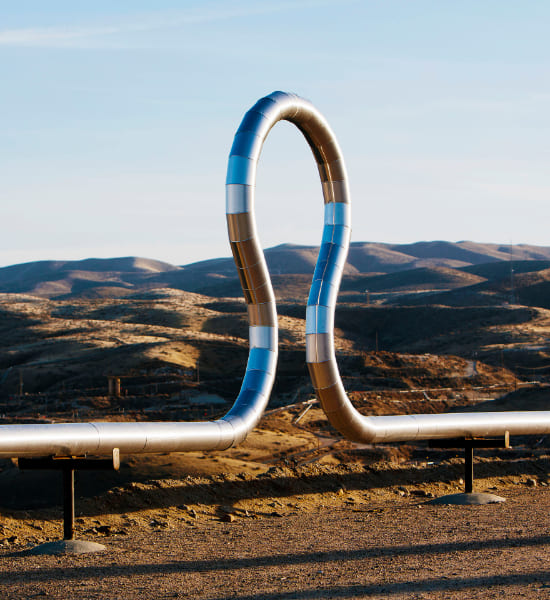 Looped infra pipe in desert