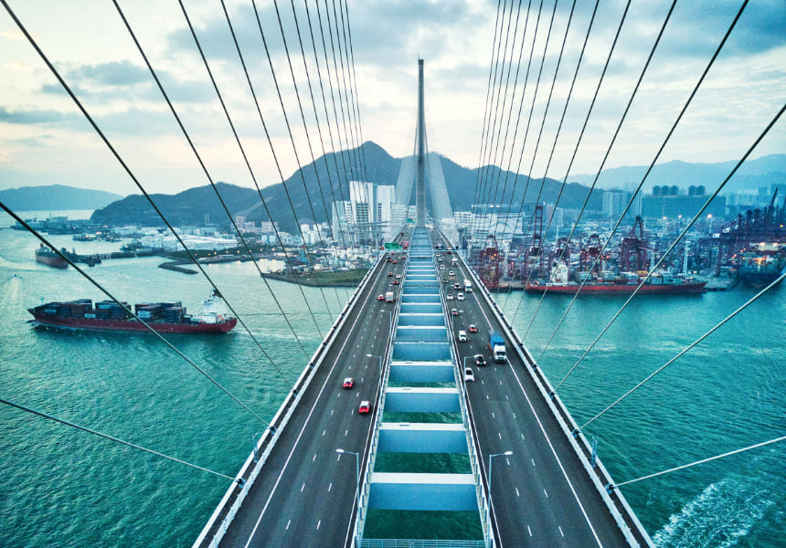 Bridge crossing on to an Island