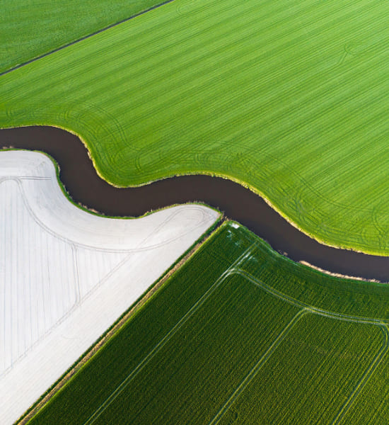 River stream flowing through fields