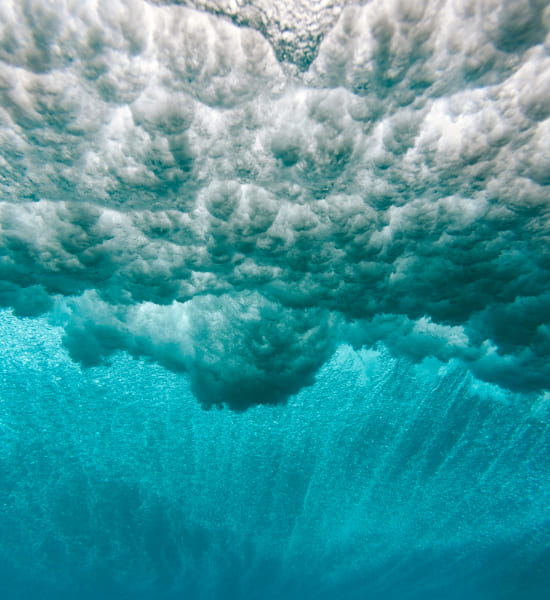 View of water waves from under water