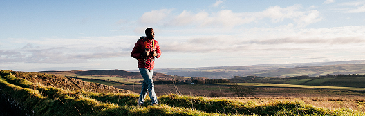 Man on a hike.