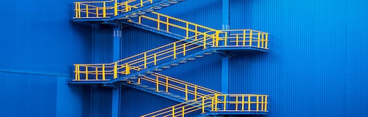 blue background with stairs