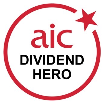 This image displays the AIC dividend hero badge.