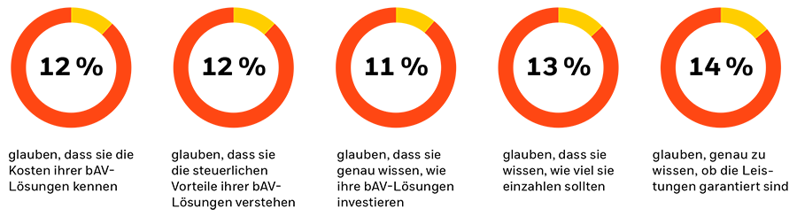 Grafik zur Visualisierung von Wissenslücken in Bezug auf Betriebliche Altersvorsorge