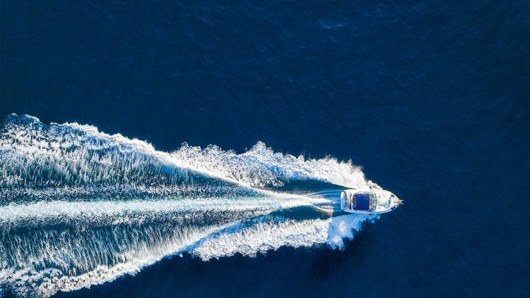Moving boat with wake