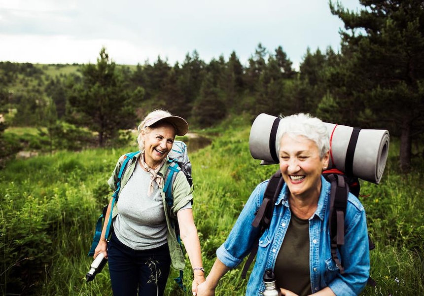Two ladies hiking
