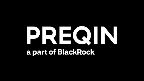 Preqin logo in white against black background