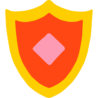 icon image of shield in yellow, red, and pink.