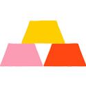 icon image of three blocks in pink, red, and yellow.