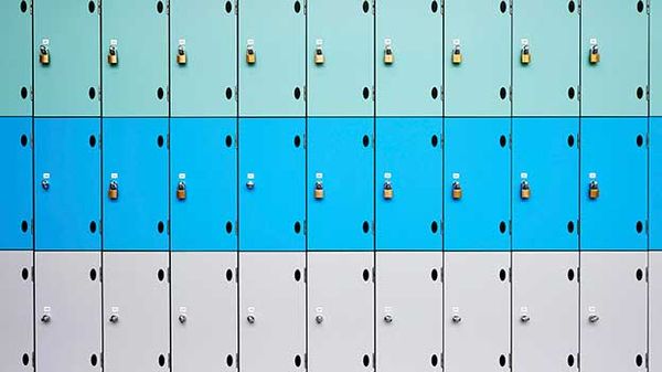 Lockers bifurcated in three different colors