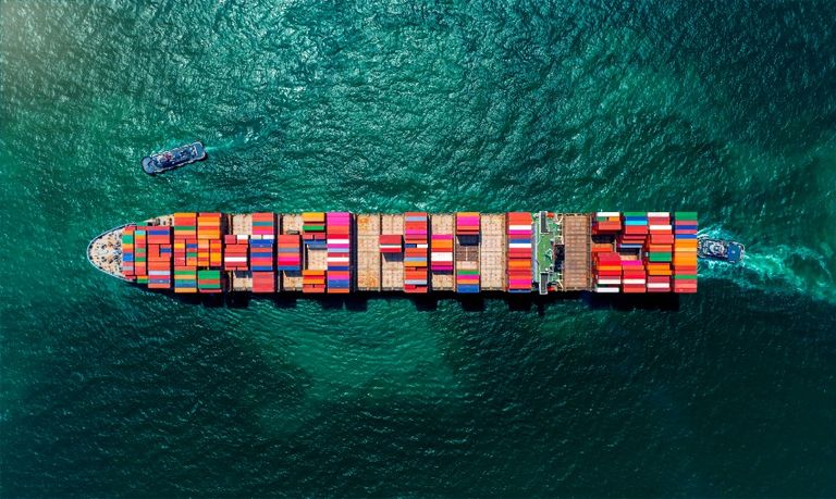 container ship in a sea